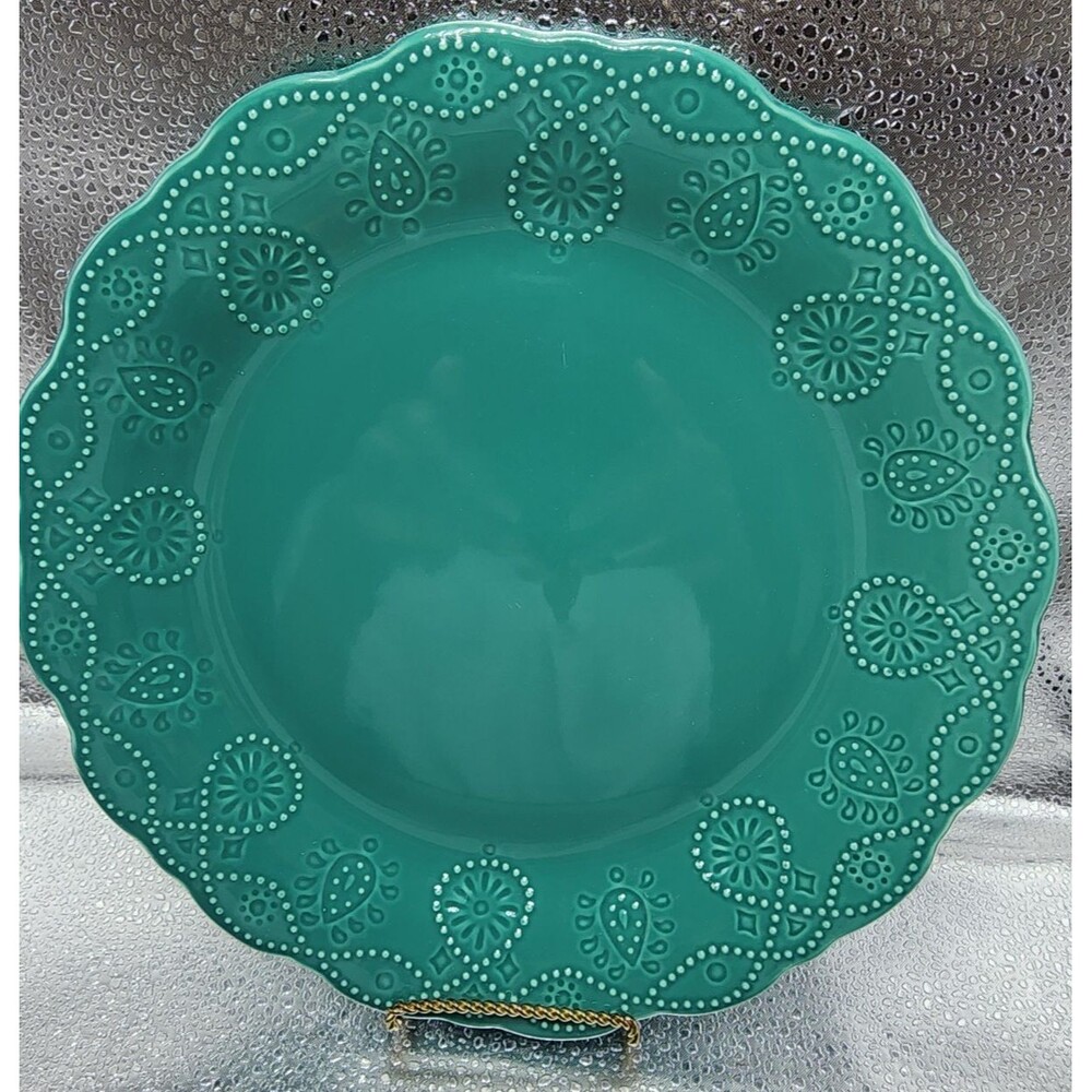 Pioneer Woman Teal Cowgirl Lace Dinner Plates (Set of 4) READ LISTING! - Picture 2 of 16
